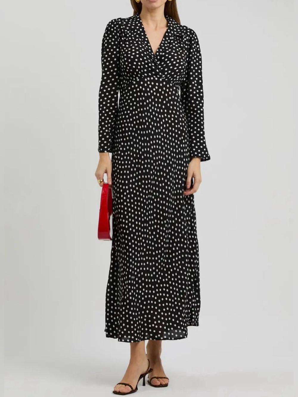 RIXO Polka Dot Midi Dress
